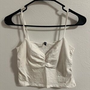 Cute White Ruched Women's Crop Top